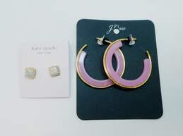 Designer Kate Spade & J. Crew Gold Tone Stud & Hoop Earrings With Tags 27.5g
