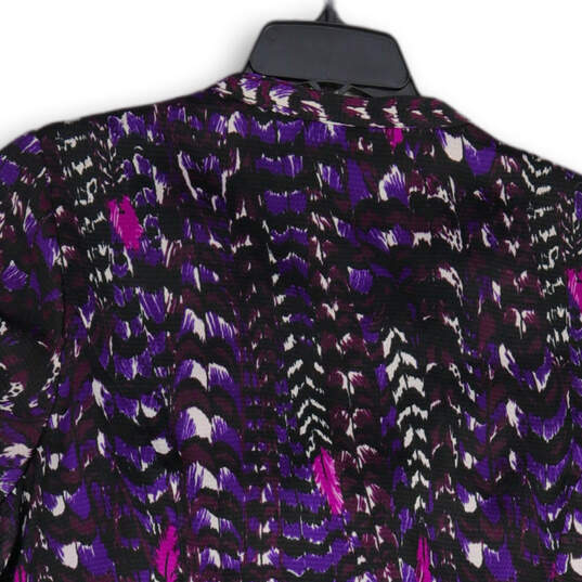 Womens Purple Animal Print Ruffle Split Neck Artsy Blouse Top Size 22/24 image number 4