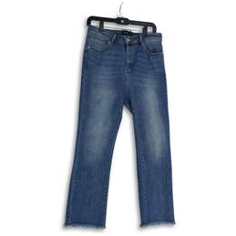 NWT Risen Jeans Womens Blue Denim 5-Pocket Design Raw Hem Straight Jeans Sz 9/29
