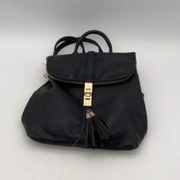Miztique Womens Black Leather Adjustable Strap Zipper Pocket Backpack Bag Purse