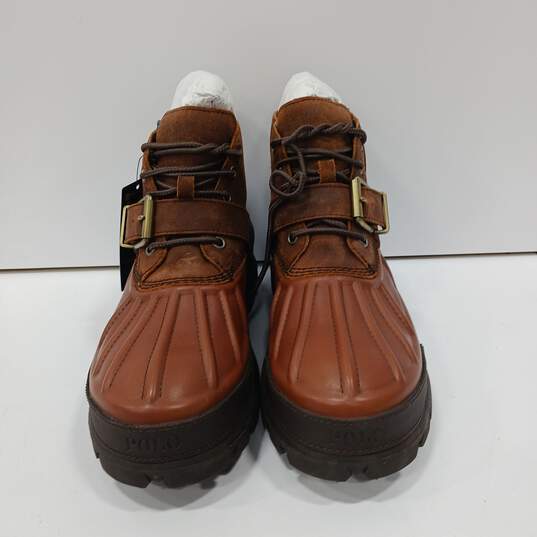 Polo Ralph Lauren Brown Leather Steel Toed Oslo Low BT WP Boots Size 7D NWT image number 1