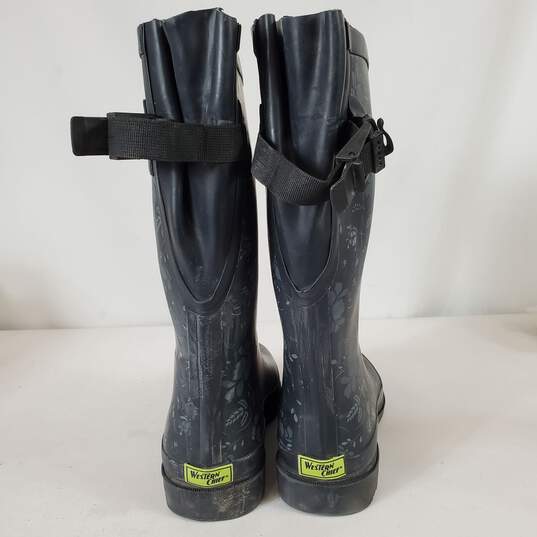 Western Chief Floral Rubber Rain Boots Black Grey 11 image number 3