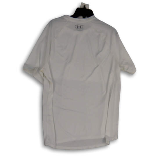 Mens White Logo Short Sleeve Crew Neck Pullover Activewear T-Shirt Size L image number 2