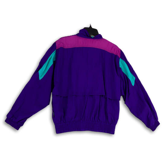 Buy the Womens Purple Blue Sleeve Y2K Designer Windbreaker Jacket Size Medium | GoodwillFinds