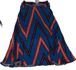 Womens Blue Chevron Pleated Side Zipper A Line Skirt Size Small alternative image