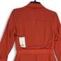 NWT Womens Orange Lace Hem Long Sleeve Collared Belted Hi-Low Shirt Dress Size S image number 4