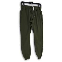 Womens Green Elastic Waist Drawstring Slash Pocket Jogger Pants Size 4