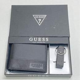 GUESS Black Card Wallet Key Chain Gift Set