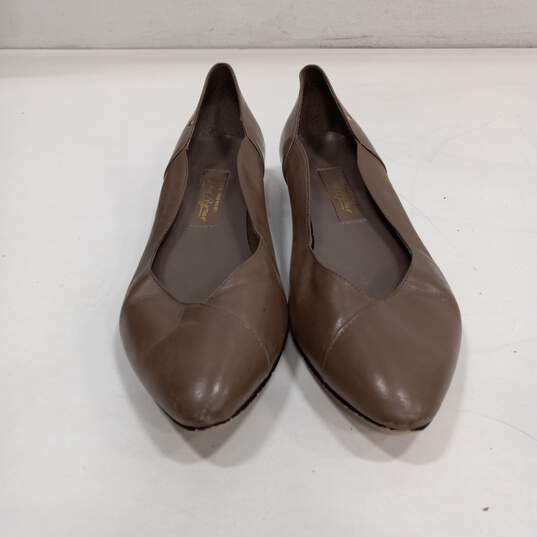 Etienne Aigner Brown Leather Flats Shoes Size 9N image number 2