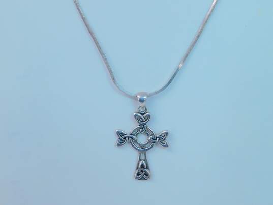 Sterling Silver Celtic Cross Knot Connemara Marble Peridot Jewelry 18.0g image number 3