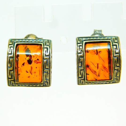 Artisan 924 Amber Post & Dangle Earrings 17.0g image number 8