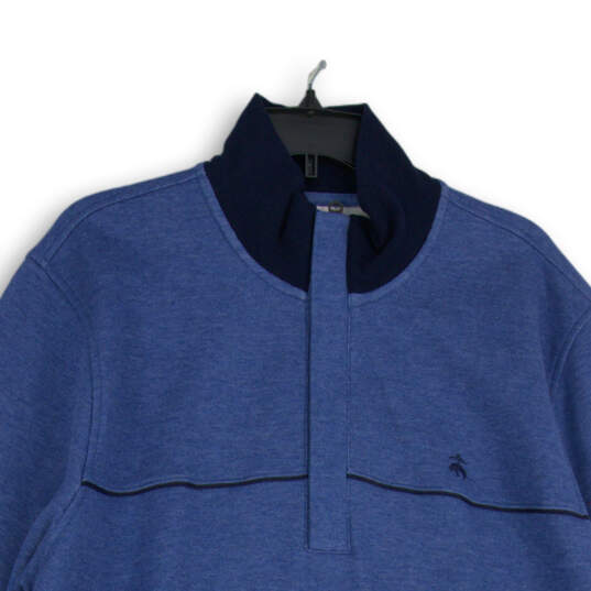 Mens Blue Long Sleeve Mock Neck 1/4 Zip Pullover Sweatshirt Size XXL image number 3