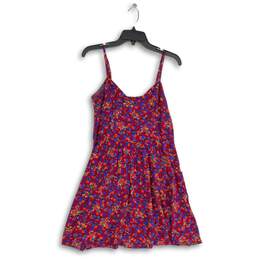 Express Womens Purple Floral V-Neck Sleeveless Smocked Pullover Mini Dress Sz M