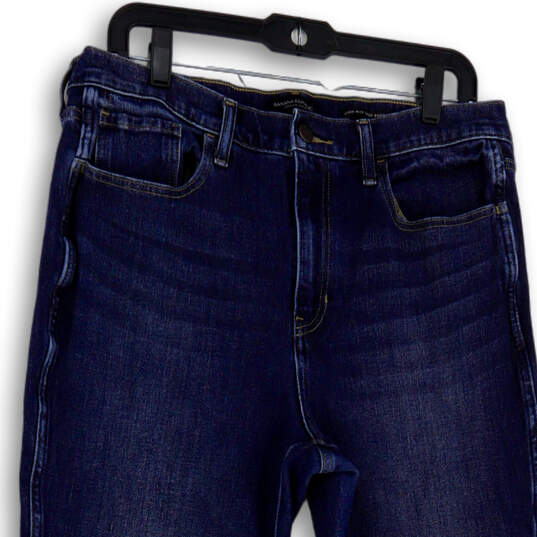 Womens Blue Denim Dark Wash Stretch Pockets Straight Jeans Size 32 image number 3