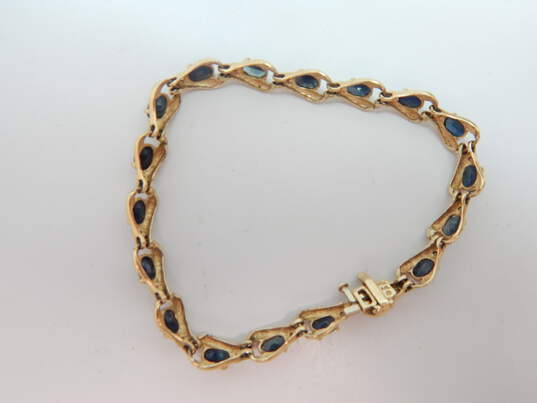 10k Yellow Gold Sapphire & Diamond Accent Bracelet 6.9g image number 4