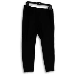 Womens Black Flat Front Stretch Skinny Leg Pull-On Ankle Pants Size Large