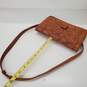 Hand Tooled Brown Leather Calla Lilly Crossbody Bag image number 5