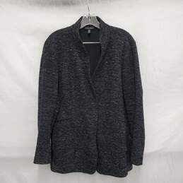 Eileen Fisher WM's Speckle Black & White Organic Cotton Blend Single Button Blazer Size L