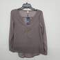 Sheer Brown Front Back Button Blouse image number 1