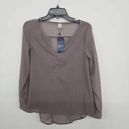 Sheer Brown Front Back Button Blouse