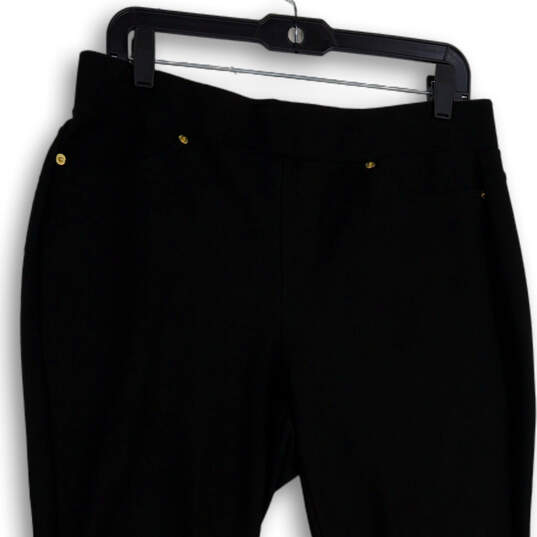 Womens Black Flat Front Elastic Waist Pocket Pull-On Ankle Pants Size L image number 4