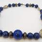 Sterling Silver Lapis Beaded Necklace 159.6g DAMAGED image number 3