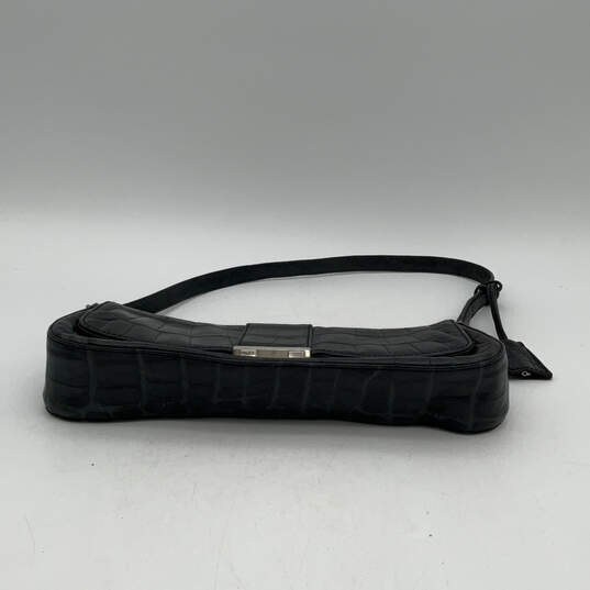 Womens Black Leather Animal Print Bag Charm Inner Zip Pocket Flap Handbag image number 3