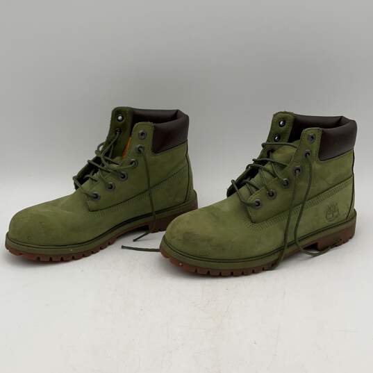 Timberland Mens Olive Green Suede Round Toe Lace Up Boots Combat Boots Size 6.5 image number 2