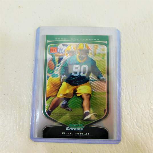 2009 BJ Raji Bowman Chrome Silver Border Rookie/99 Green Bay Packers image number 3