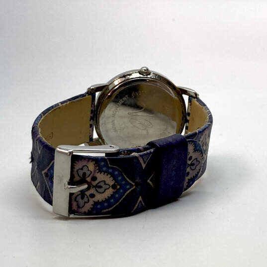 Designer Vera Bradley Blue Silver-Tone Adjsutable Strap Analog Wristwatch image number 4