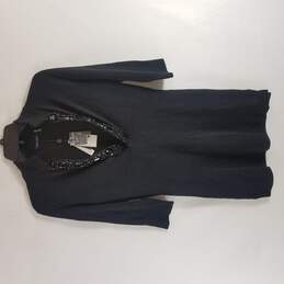 Magaschoni Women Black Long Sleeve Vneck Beaded Mini Dress XS NWT