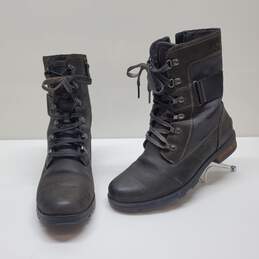 Sorel Women’s Emelie Conquest, Black Leather Boots, Size 9