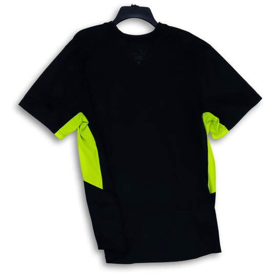 Mens Dri-Fit Black Green Short Sleeve Crew Neck Pullover T-Shirt Size XL image number 2