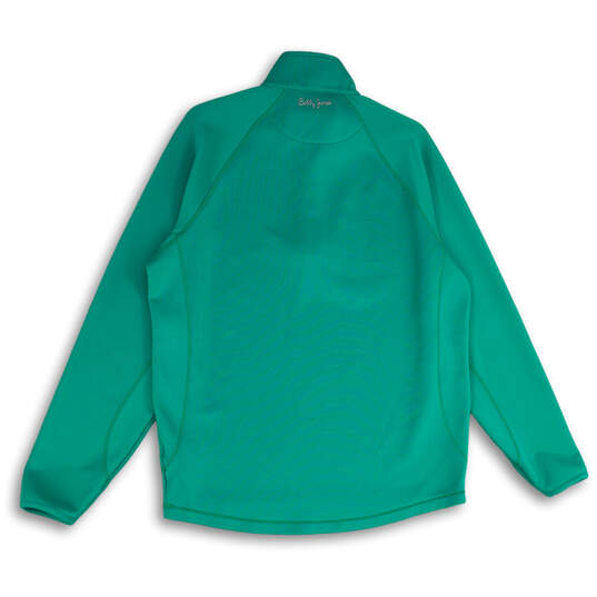 Womens Green Mock Neck 1/4 Zip Long Sleeve Pullover Sweater Size Large image number 2