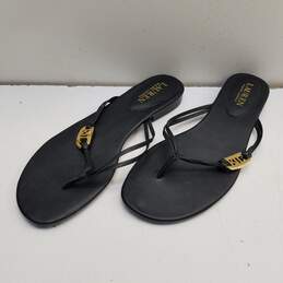 Lauren By Ralph Lauren Emalia Black Nappa Leather Flip-Flop Thong Sandals Size 8 B alternative image