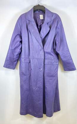 Roaman's Women Purple Leather Trench Coat XL