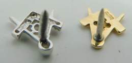 2 Vintage 14K White & Yellow Gold Diamond Accent Free Mason Pins - No Backs 0.8g alternative image