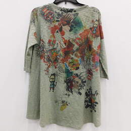 Inoah Womens Green Colorful Artsy Lightweight Knit Print Top Size Small alternative image