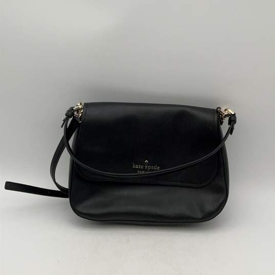 Kate Spade New York Womens Black Leather Adjustable Strap Crossbody Bag Purse image number 1