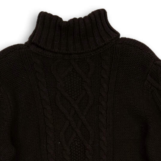 Mens Brown Cable-Knit Turtle Neck Long Sleeve Pullover Sweater Size Large image number 3