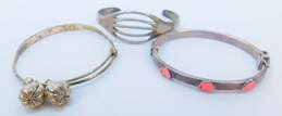 Artisan 925 Pink Enamel Hearts Hinged & Pumpkin Bell Charms Bangles & Split Cuff Childrens Bracelets Variety 20.7g