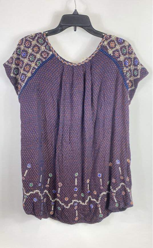 Free People Women Purple Embroidery Tunic Blouse XS image number 2