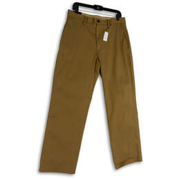 NWT Mens Tan Flat Front Relaxed Fit Straight Leg Chino Pants Size 32/32