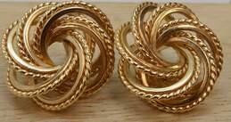 14K Gold Rope & Smooth Interlocking Circles Knot Post Earrings 7.2g