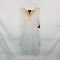 Laundry By Shelli Segal Marshmallow Open Knit Sheath Dress WM Size M NWT
