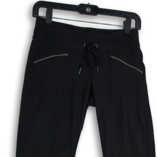 Athleta Womens Black Elastic Drawstring Waist Flat Front Sweatpants Size XXS image number 3