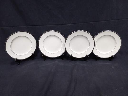Noritake Bone China 18pc White w/ Silver Tone Trim Plates & Cups Bundle image number 5
