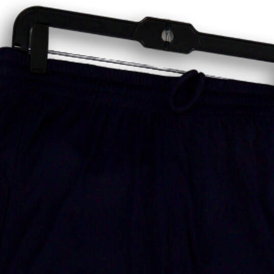 Mens Blue Elastic Waist Stretch Flat Front Drawstring Bermuda Shorts Size L image number 3