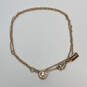Designer Coach Gold-Tone Link Chain Crystal Round Pendant Necklace image number 3