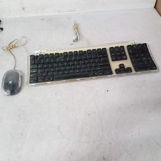 Apple Macintosh M7803 Pro Keyboard, Black/Clear Full-Size with M5769 wired Pro Mouse - Untested image number 1